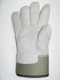 Комбинированные перчатки из говяжьего спилка